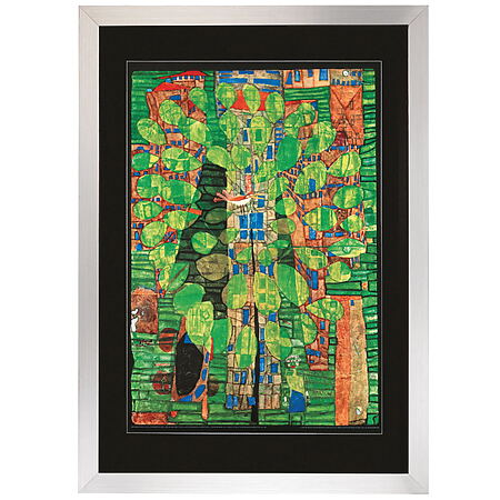 Friedensreich Hundertwasser: "Singender Vogel auf einem Baum in der Stadt", limitierte Reproduktion