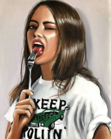 Photo -realistic portrait &quot;Just Keep Rollin &#39;&quot; by Maria Folger, acrylic on canvas