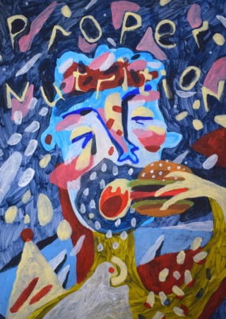 Acrylbild "Proper nutrition" von Elena Romanovskaya, Naive Kunst / Primitivismus