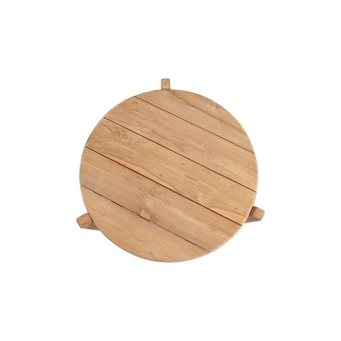 Dreibeiniger Wabi-Sabi Couchtisch "Seseh" aus recyceltem Teakholz (Größe: S) – Bild 8