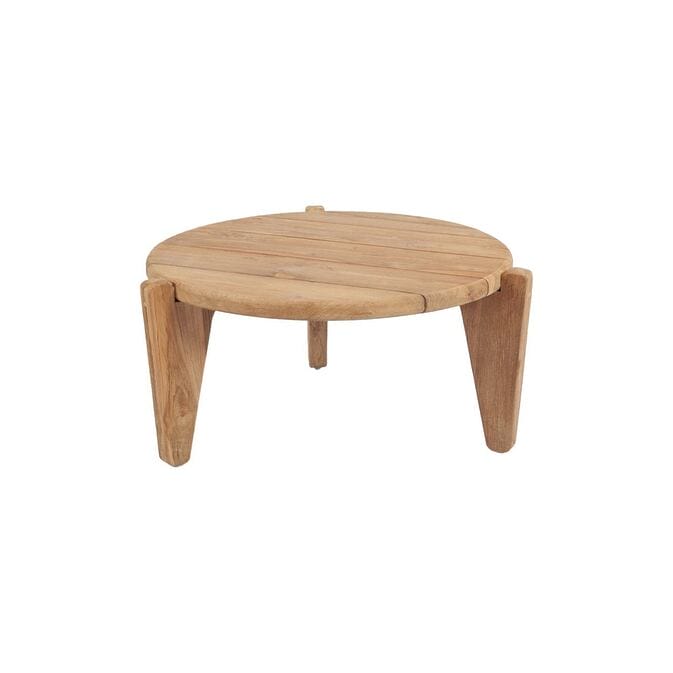 Dreibeiniger Wabi-Sabi Couchtisch "Seseh" aus recyceltem Teakholz (Größe: S)