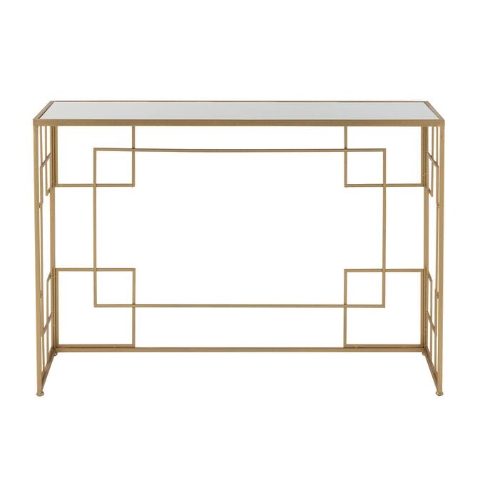 J-Line Konsolentisch "Grazia", vergoldete Unterkonstruktion im Art-déco-Stil mit Glasplatte – Bild 4