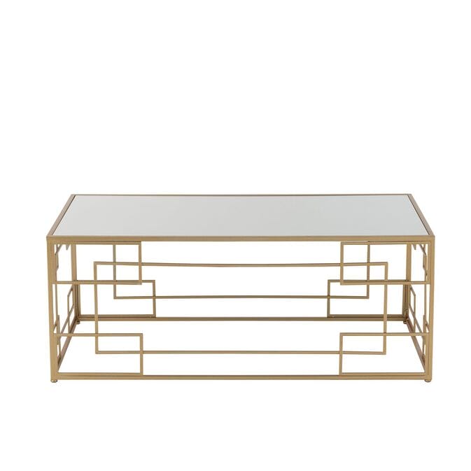 J-Line Couchtisch "Grazia", vergoldete Unterkonstruktion im Art-déco-Stil mit Glasplatte – Bild 2