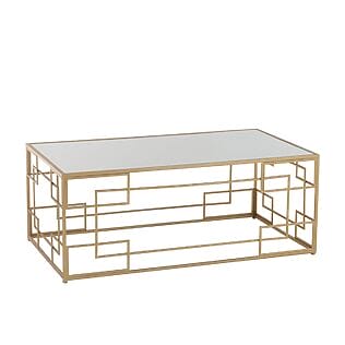 J-Line Couchtisch "Grazia", vergoldete Unterkonstruktion im Art-déco-Stil mit Glasplatte