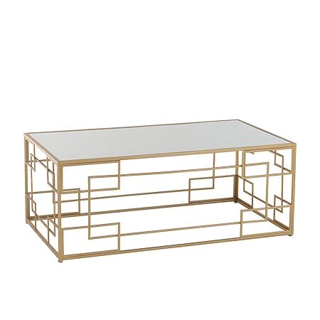 J-Line Couchtisch "Grazia", vergoldete Unterkonstruktion im Art-déco-Stil mit Glasplatte