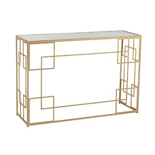 J-Line Konsolentisch "Grazia", vergoldete Unterkonstruktion im Art-déco-Stil mit Glasplatte
