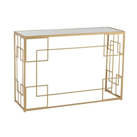 J-Line Konsolentisch "Grazia", vergoldete Unterkonstruktion im Art-déco-Stil mit Glasplatte