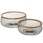 J-Line 2er-Set runde Couchtische "Wired", Metall + Glas
