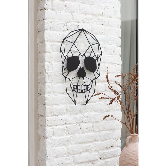 J-Line Wanddekoration "GeoSkull" - Geometrische Metallkunst, schwarz – Bild 3