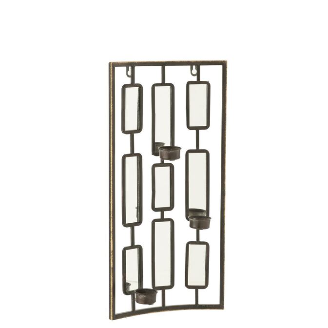 J-Line Elegante Wanddekoration mit Spiegeln & Teelichthaltern aus Metall, klein