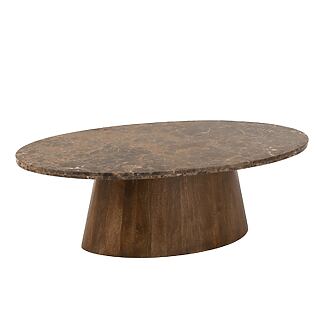J -Line Couchtisch "Esmeralda" Oval - Marmor / Mangoholz - Braun