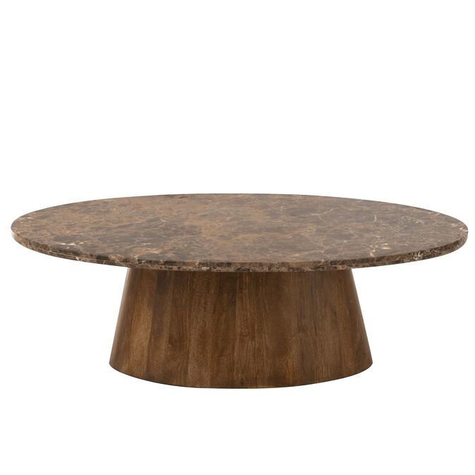 J -Line coffee table &quot;Esmeralda&quot; Oval - Marble / Mangoholz - Braun - Figure 2