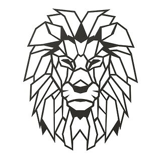 J-line metal wall decoration &quot;lion&quot; as a line art, black
