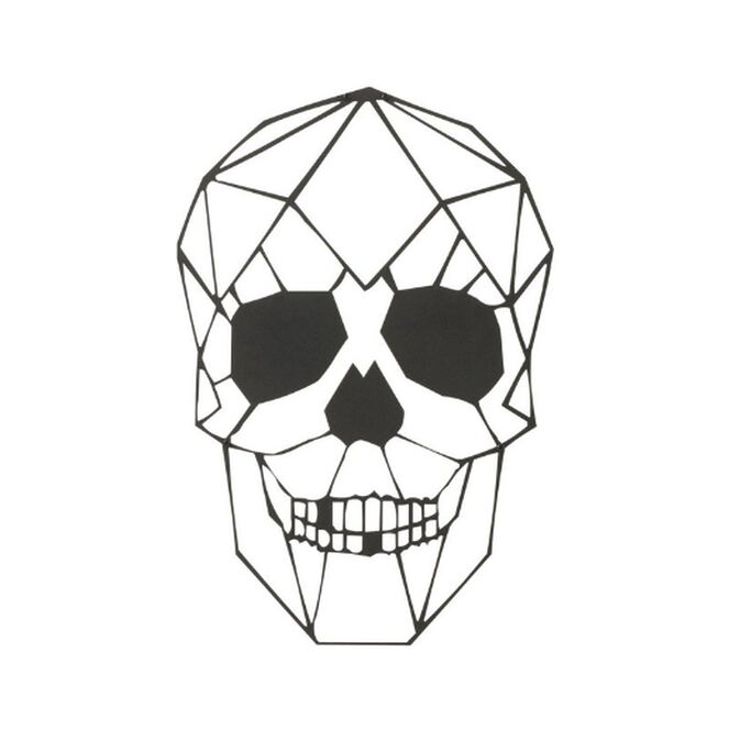 J-Line Wanddekoration "GeoSkull" - Geometrische Metallkunst, schwarz