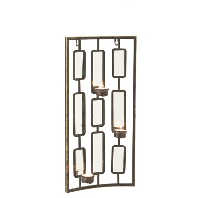 J-Line Elegante Wanddekoration mit Spiegeln & Teelichthaltern aus Metall, klein – Bild 2