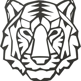 J-Line Metall Wanddekoration "Tiger" als Line-Art, schwarz