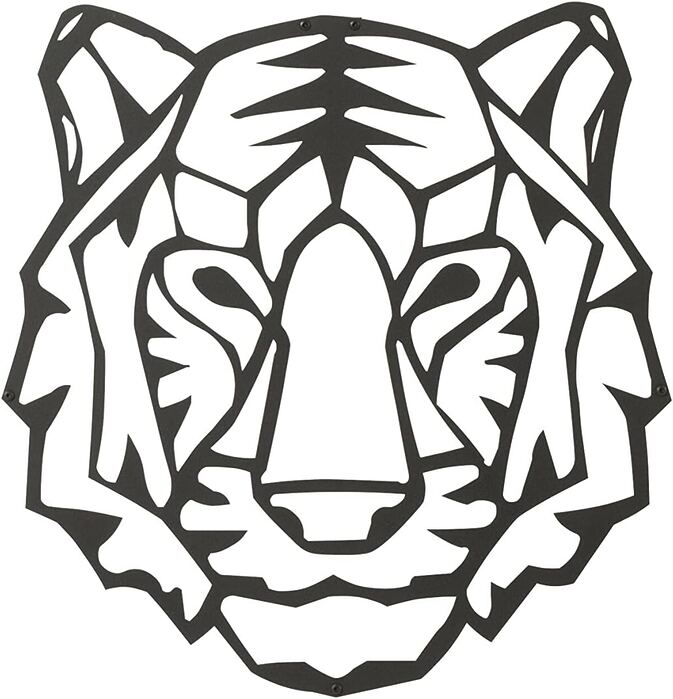 J-Line Metall Wanddekoration "Tiger" als Line-Art, schwarz