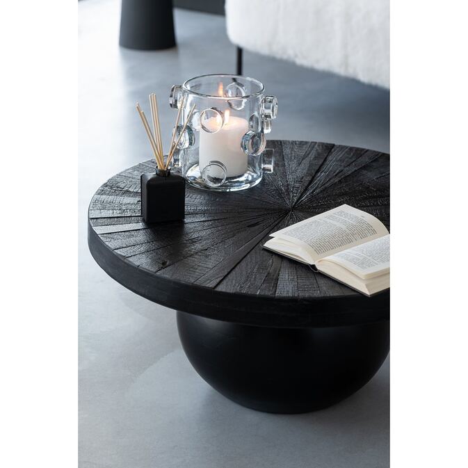 J-line round coffee table &quot;Bol Shanil&quot; in Bohème style-wood-black-picture 5