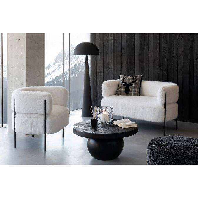 J-line round coffee table &quot;Bol Shanil&quot; in a bohemian style-wood-black-picture 4