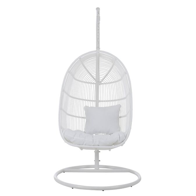 J-Line Ovaler Hängesessel "Beskyt" aus Aluminium / Rattan + Kissen, weiß – Bild 2