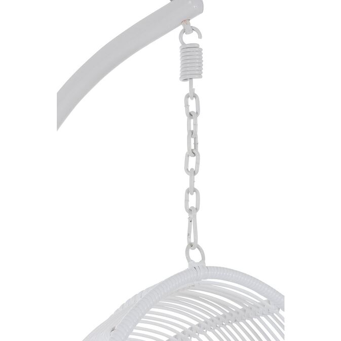 J-Line Ovaler Hängesessel "Beskyt" aus Aluminium / Rattan + Kissen, weiß – Bild 5