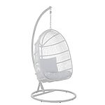 J-Line Ovaler Hängesessel "Beskyt" aus Aluminium / Rattan + Kissen, weiß