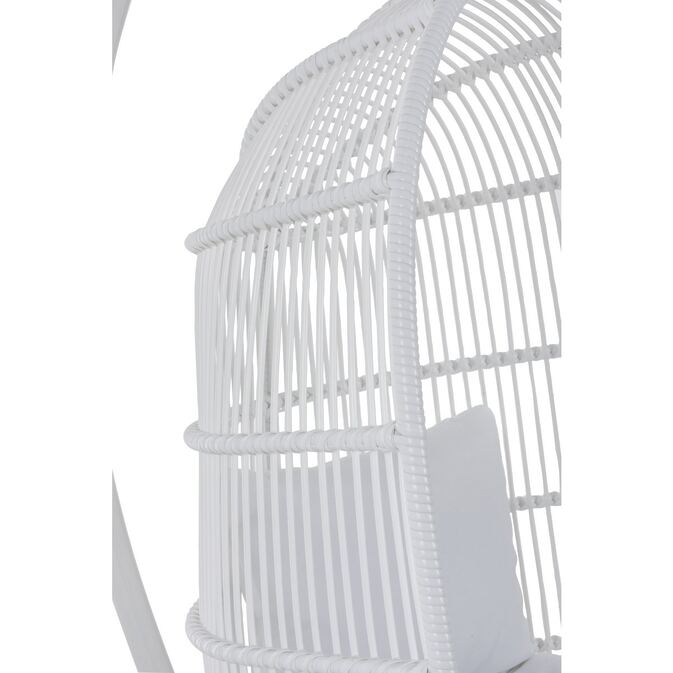 J-Line Ovaler Hängesessel "Beskyt" aus Aluminium / Rattan + Kissen, weiß – Bild 7