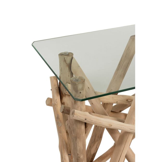 J-Line console &quot;Wooden Nest&quot; made of natural raw wood with glass plate-Fig.