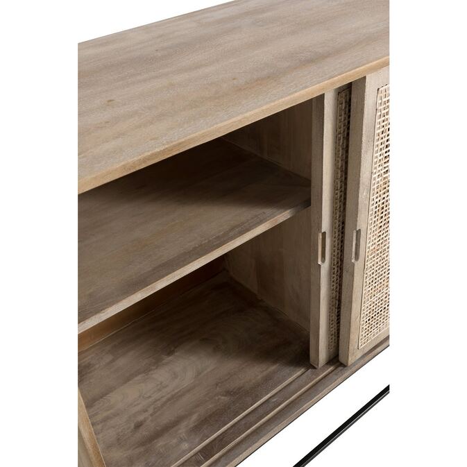 J-Line &quot;Woven Reed&quot; chimped cabinet-3 sliding doors-Mangoholz + reed-Fig. 3