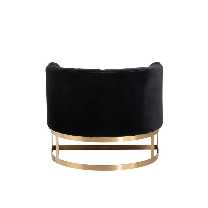 J-Line luxurious 1-seater sofa with button, black velor office cover and gold-colored metal frame-Figure 4