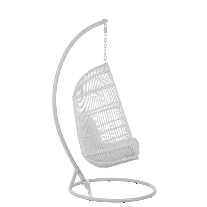 J-Line Ovaler Hängesessel "Beskyt" aus Aluminium / Rattan + Kissen, weiß – Bild 3