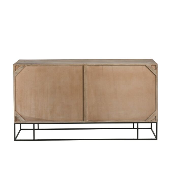 J-Line &quot;Woven Reed&quot; chimped cabinet-3 sliding doors-Mangoholz + reed-Image 5