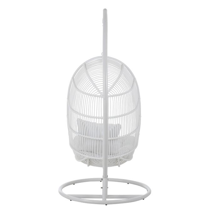 J-Line Ovaler Hängesessel "Beskyt" aus Aluminium / Rattan + Kissen, weiß – Bild 4