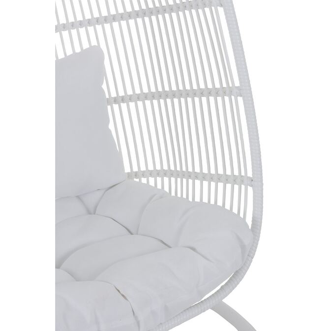 J-Line Ovaler Hängesessel "Beskyt" aus Aluminium / Rattan + Kissen, weiß – Bild 6