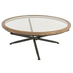 J-Line round coffee table &quot;Mondo&quot; with a wooden-framed table top made of glass