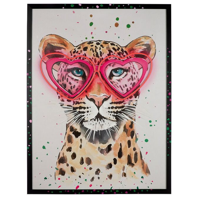 Pop-Art LED-Leinwandbild "Leo Love" mit auffälligem Leopardmotiv – Bild 3