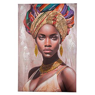 African Art Leinwandbild "Adissa", Frauenportrait mit goldfarbenen Akzenten