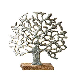 Indoor Standfigur "Lebensbaum", Aluminium auf Holzbasis
