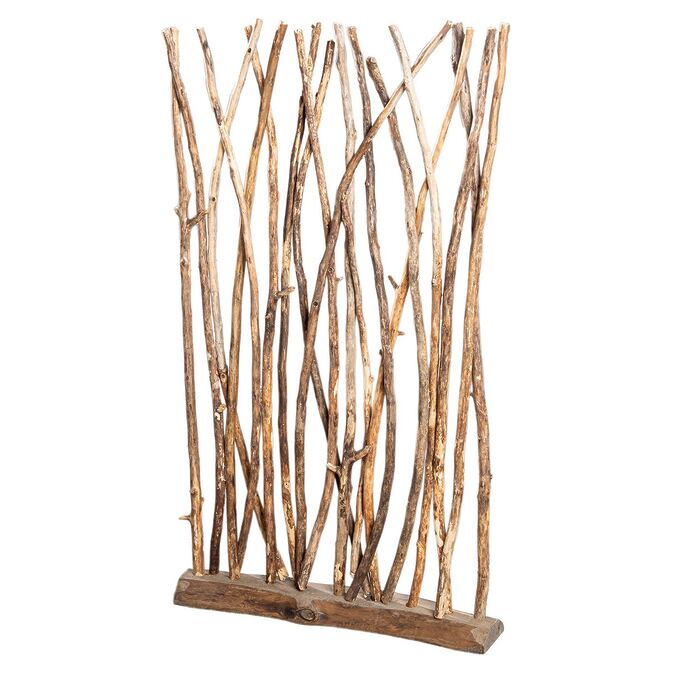 Naturfarbenes Indoor Standrelief "Spazio", skulpturale Holzkunst als Zierobjekt