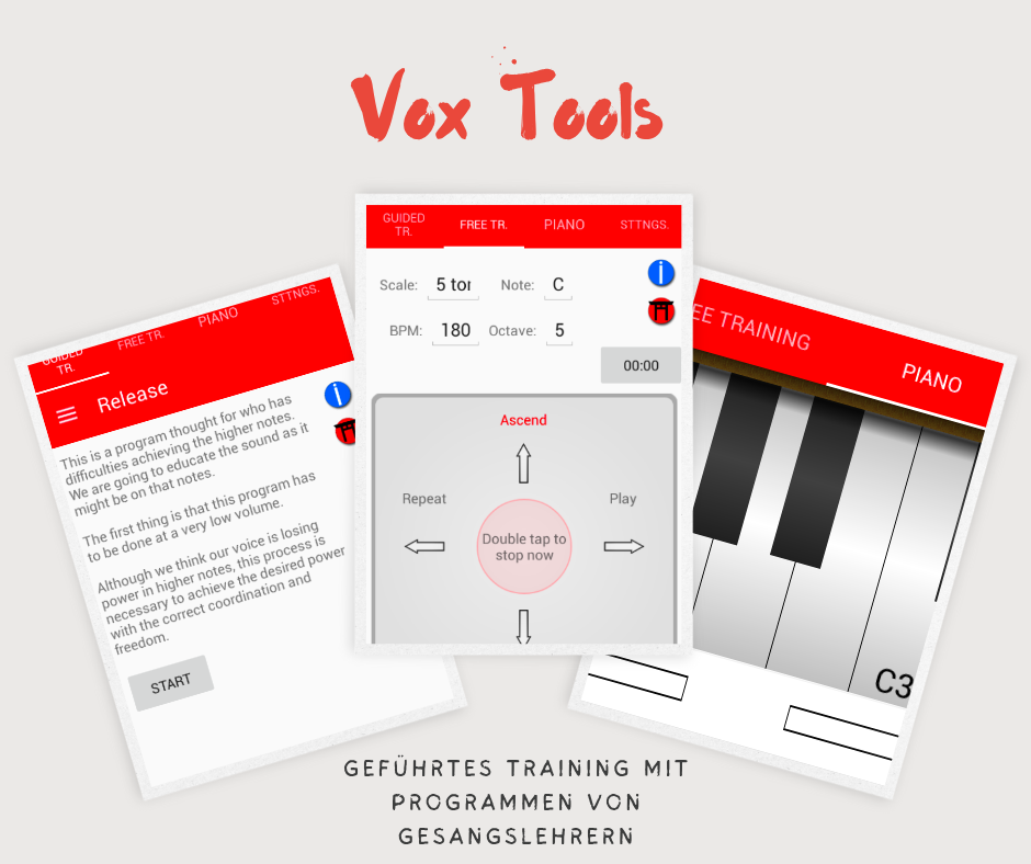 Vox Tools - Vollständig geführtes Training mit Programmen von Gesangslehrern.