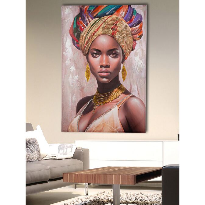 African Art Leinwandbild "Adissa", Frauenportrait mit goldfarbenen Akzenten – Bild 2