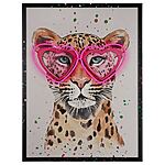 Pop-Art LED-Leinwandbild "Leo Love" mit auffälligem Leopardmotiv