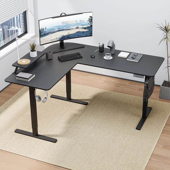 My workspace: Furniwell L-shaped corner desk