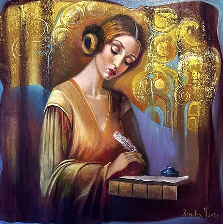 Peinture à l&#39;huile &quot;Lettre pour vous&quot; (2024) par Reneta Isin