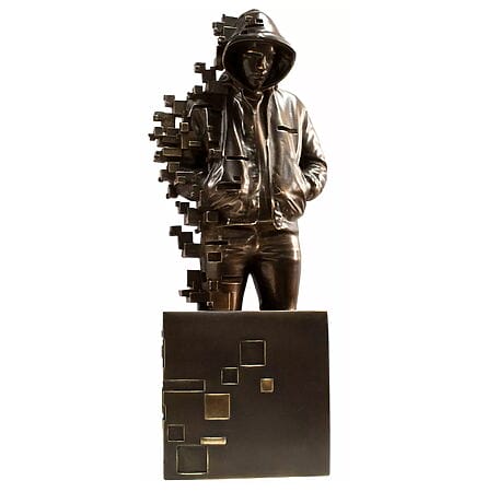 Modern bronze sculpture &quot;Young Pixelated&quot; by Miguel Guía