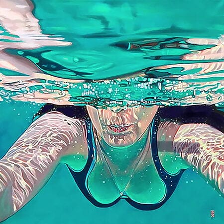 Fotorealistische Acrylmalerei "Underwater Love" von Brigitte Yoshiko Pruchnow