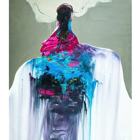 Abstraktes Acrylgemälde "Moment de sensibilité" (2019) von Khaled Alkhani