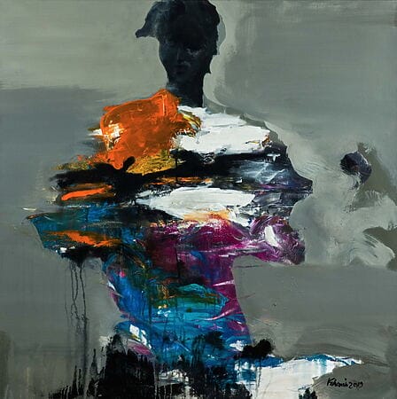 Abstraktes Acrylgemälde "Confusion" (2019) von Khaled Alkhani