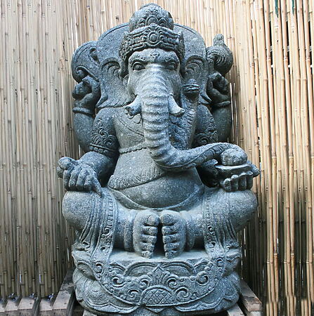 Sculpture artistique hindoue ganesha &quot;Ganapati&quot; en pierre (Basanit)