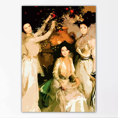 "Charmed. Prue, Piper, Phoebe" (2024) - Digitale Kunst von BAST als Giclée-Print auf Leinwand